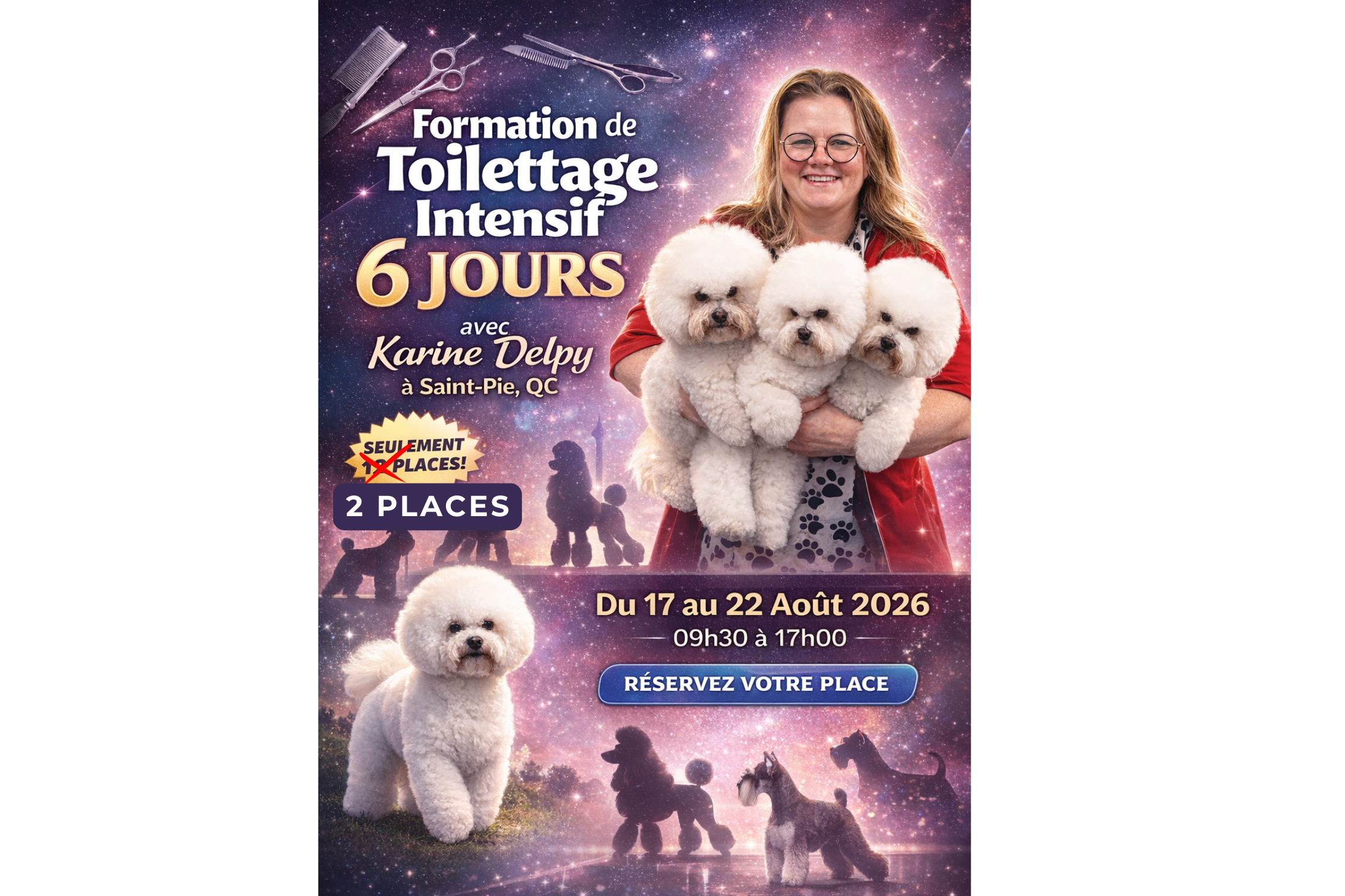 PERFECTIONNEMENT TOILETTAGE 6 JOURS · 6 GABARITS - 6 RACES -  FORMATRICE INTERNATIONALE