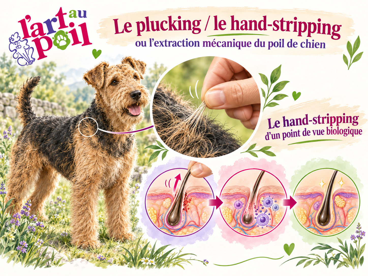 Le plucking/le hand-stripping ou l'extraction mécanique du poil de chien